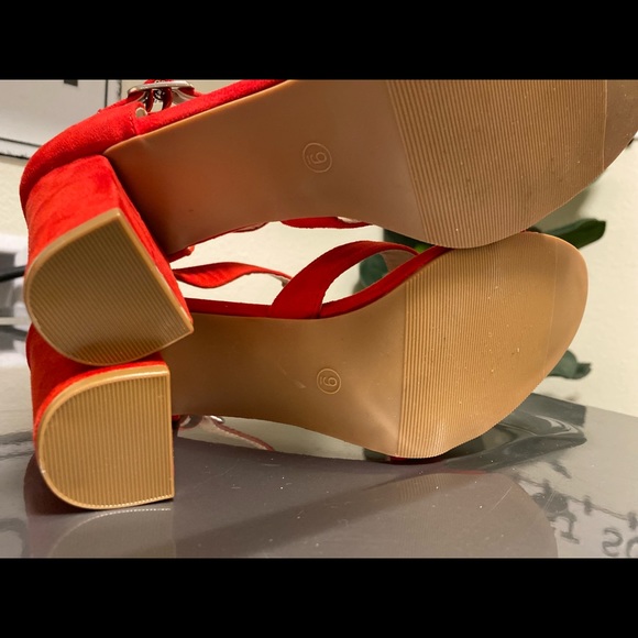 Brand New Sandal Up Heels shoes | Block Heel | Color: Red | Size: 9 - Picture 2 of 5